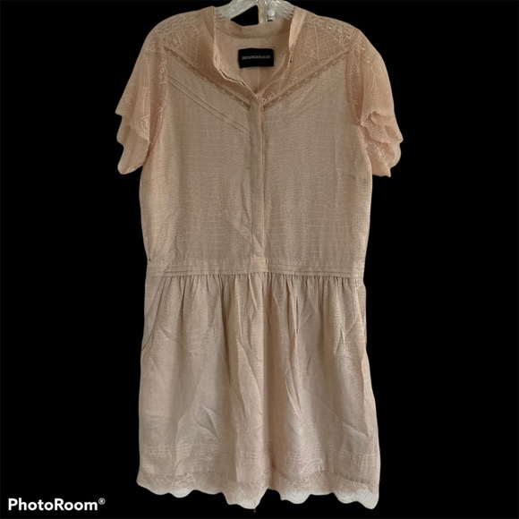 Zadig & Voltaire Pink Snake Pattern Silk Lace Dress - Picture 2 of 7